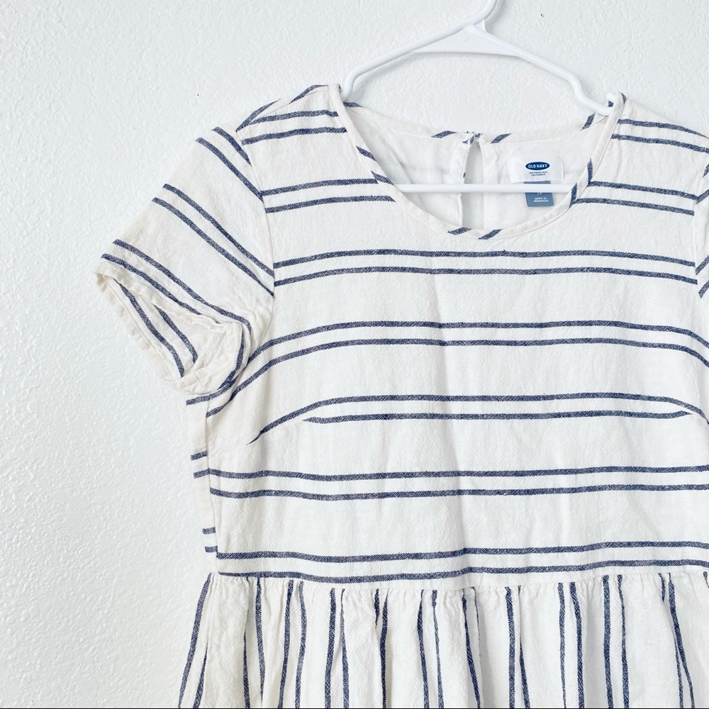 Old Navy XS Striped Linen Blend Fit & Flare Swing Boho Side Zip Dress - Picture 3 of 8